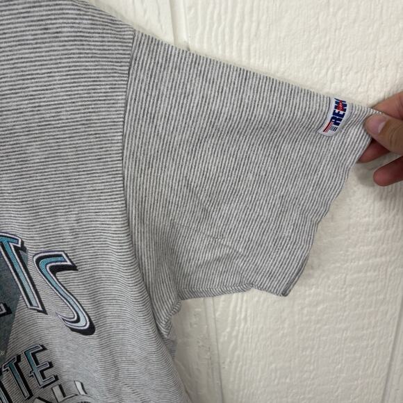 Vintage 80’s Grey Pinstriped Charlotte Hornets Tee Large - Picture 5 of 7